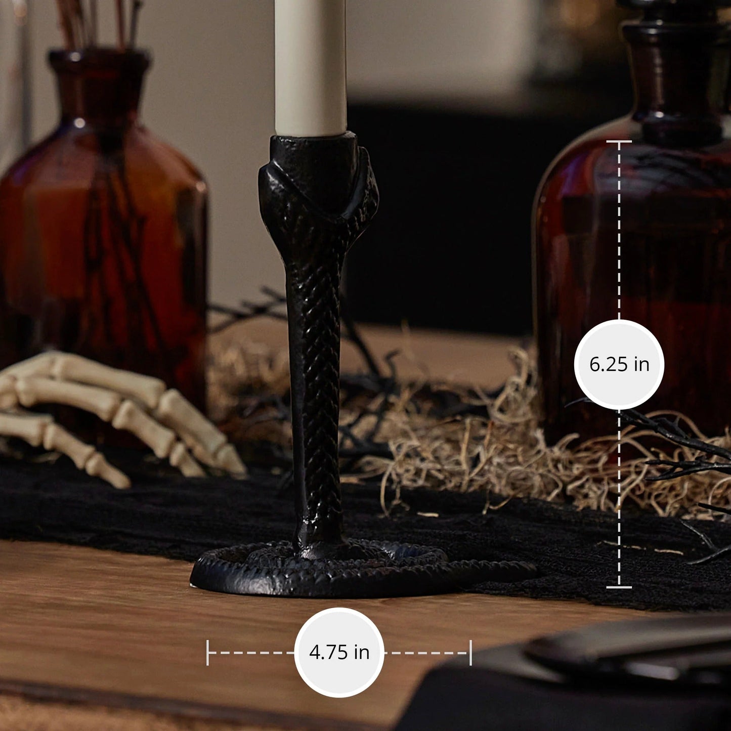 Black Wrought lron Snake Taper Holder