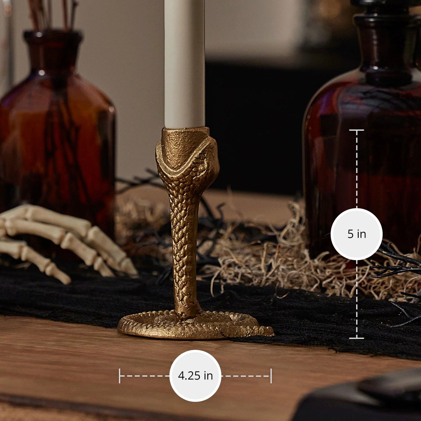 Brass Wrought lron Snake Taper Holder