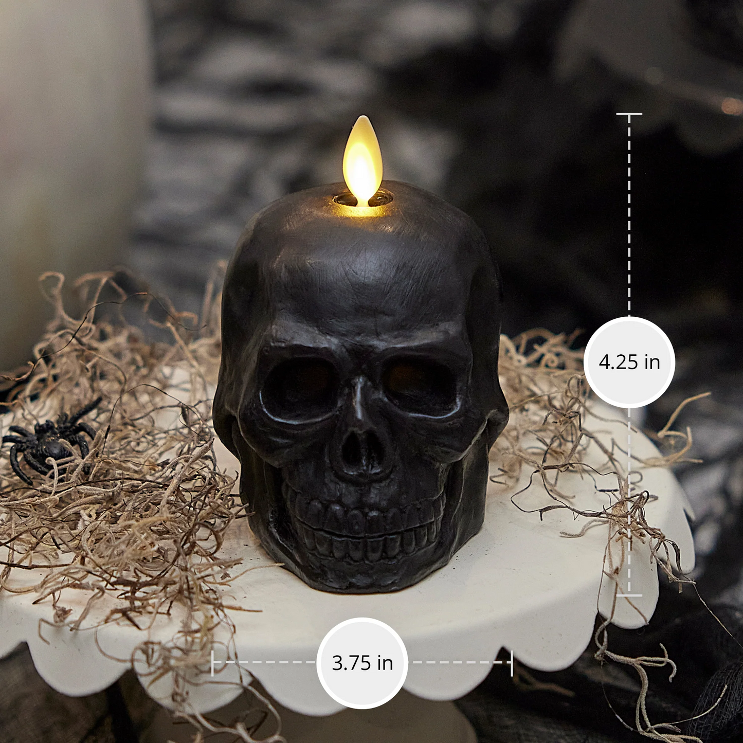 Black Small Flameless Candle Skul