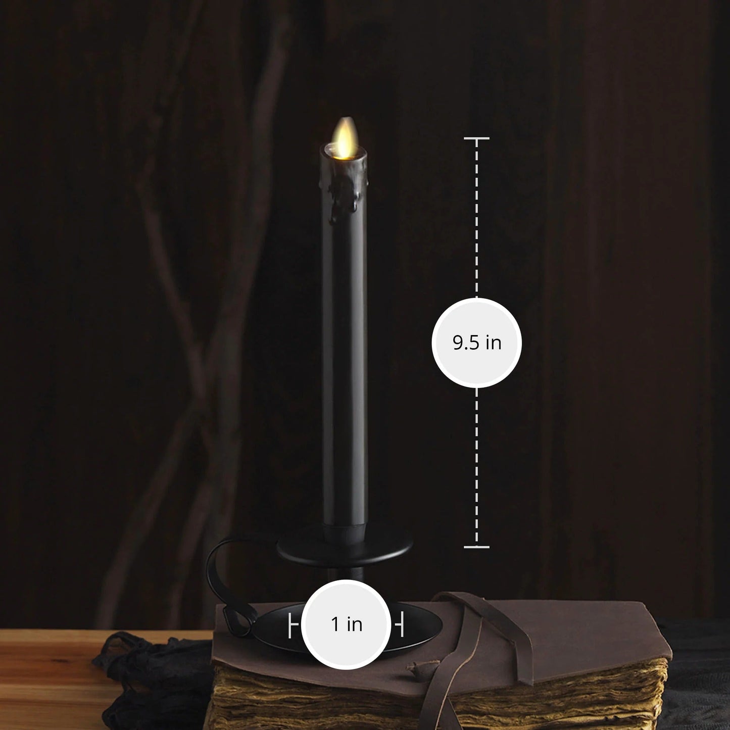 Black wax Drip Flameless Candle Taper
