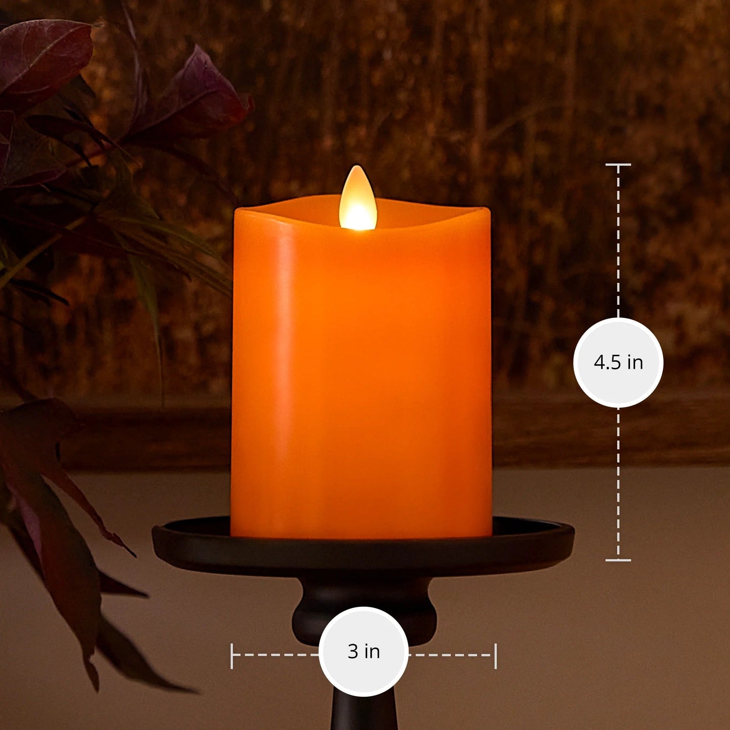 Russet Orange Flameless Candle pillar