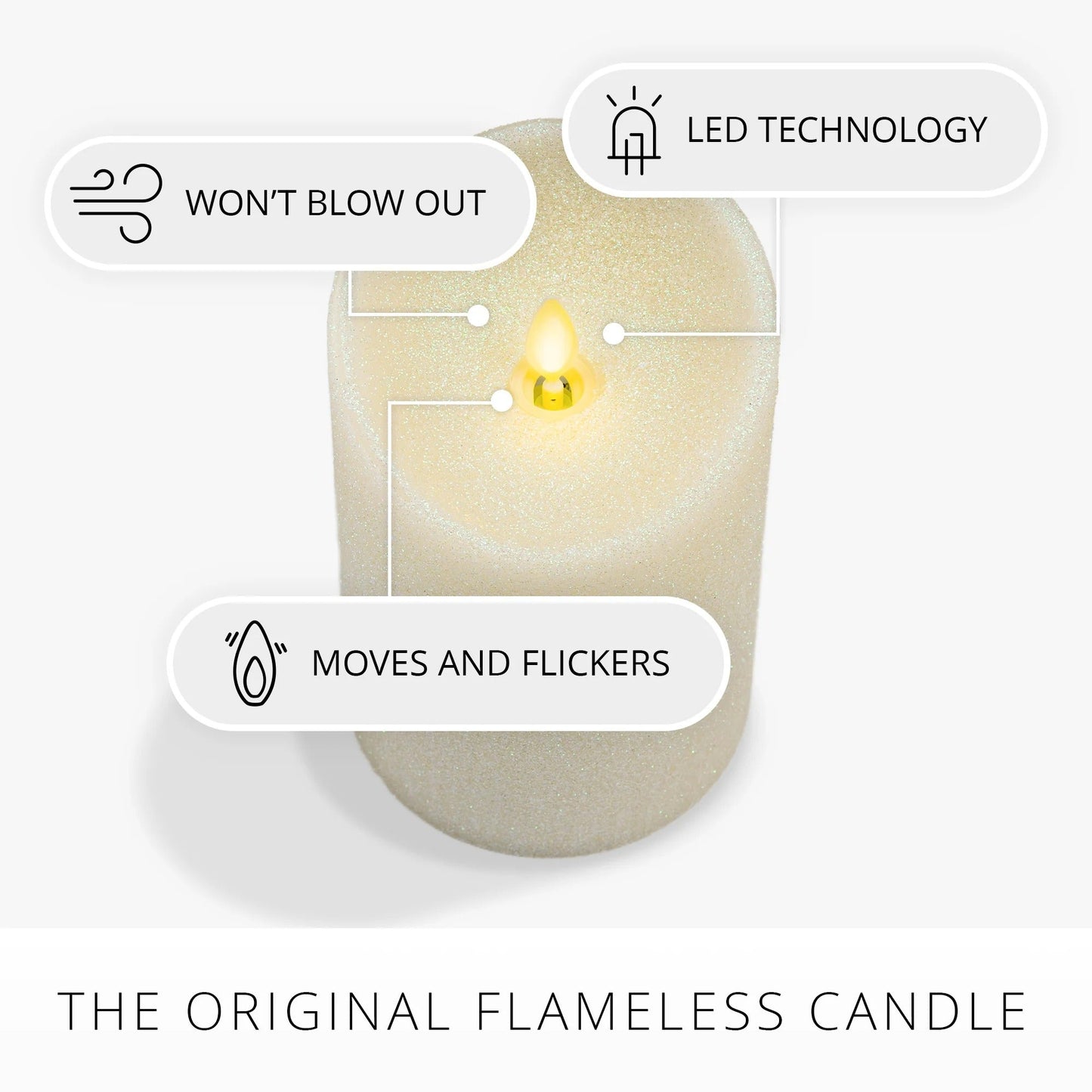 Radiant lvory Glitter Flameless Candle pilars