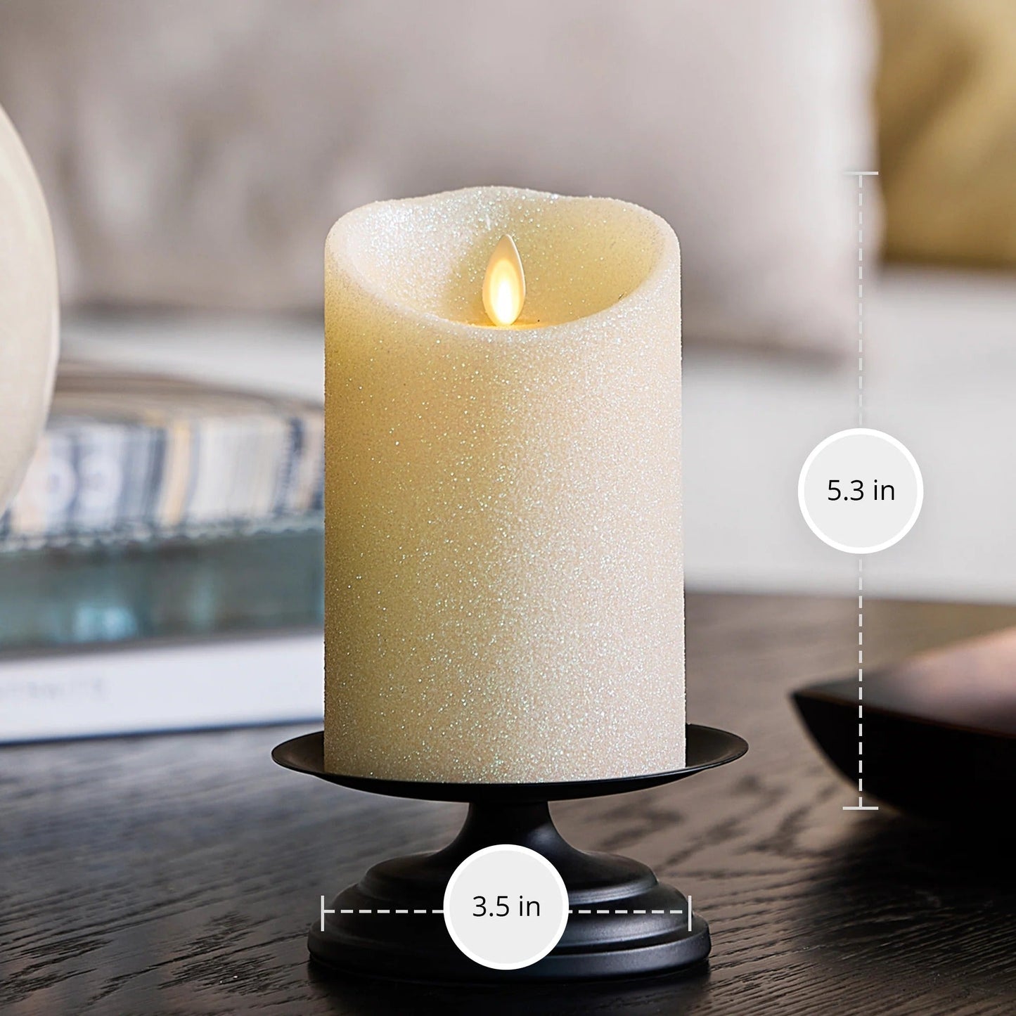 Radiant lvory Glitter Flameless Candle pilars