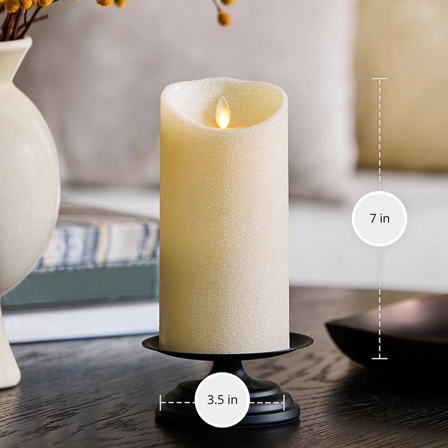 Radiant lvory Glitter Flameless Candle pilars