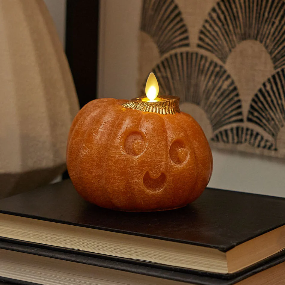 Orange Chaky Flameless Candle Cute Jack-o-lantern Pumpkin