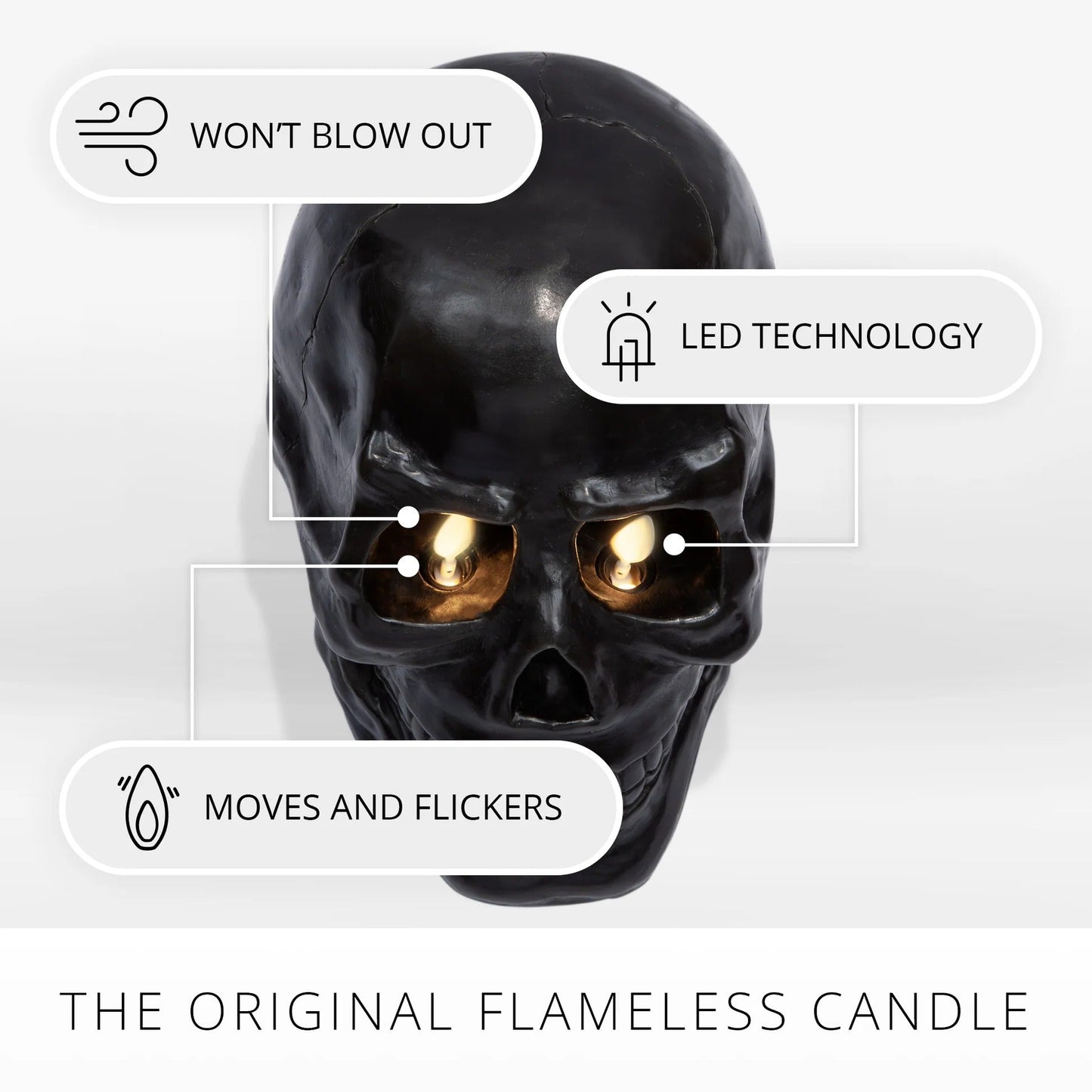 Black Large Flameless Candle Skul