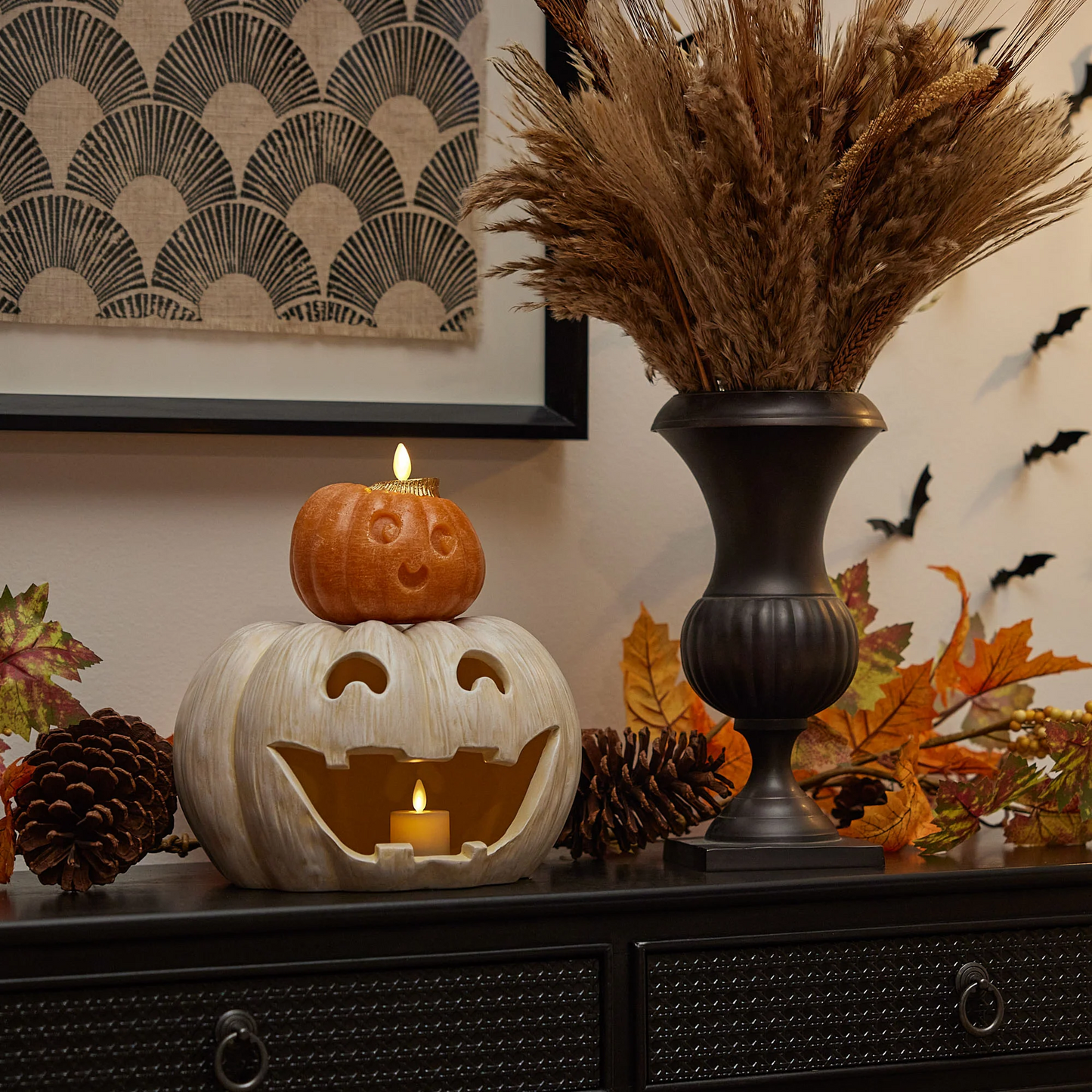 Orange Chaky Flameless Candle Cute Jack-o-lantern Pumpkin