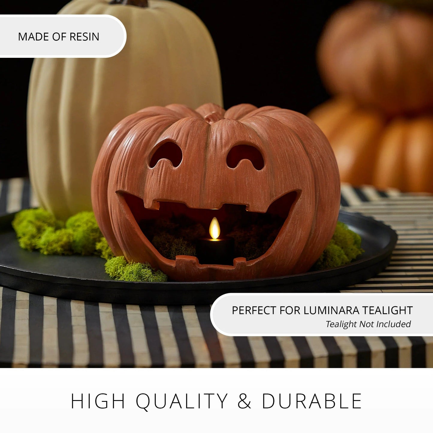 Orange Jack-o-lantern Pumpkin Tealignt Holder