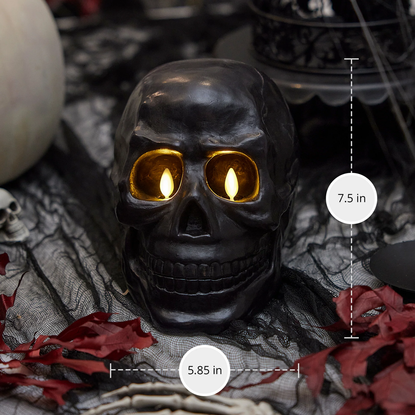 Black Large Flameless Candle Skul