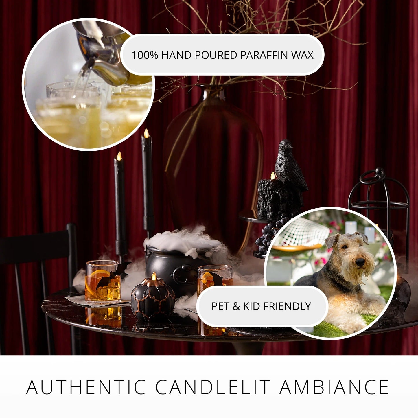 BlackFlameless Candle Perching Crow