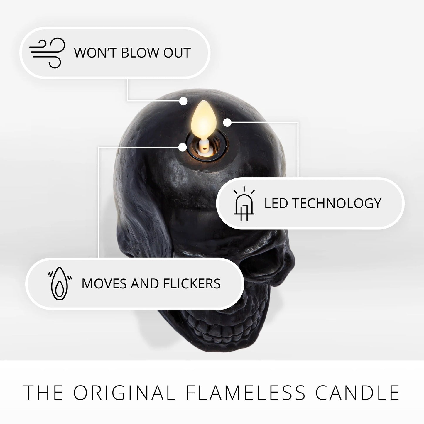 Black Small Flameless Candle Skul