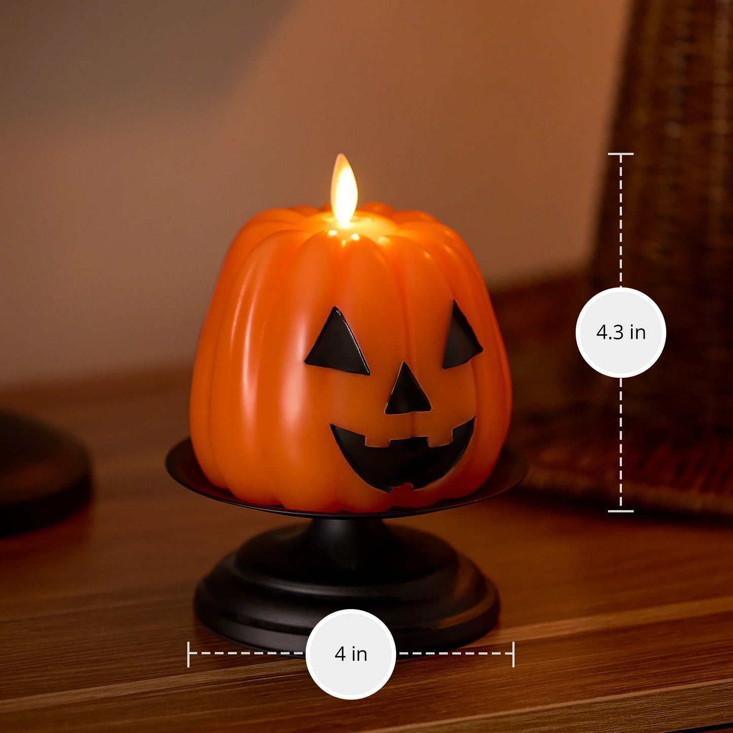 Russet Orange Flameless Candle Jack-o-lantern