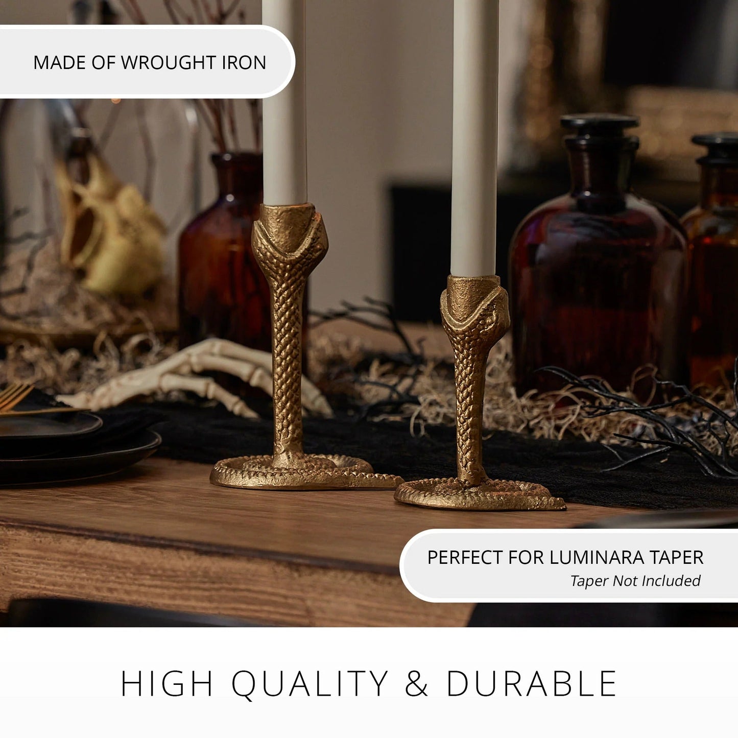 Brass Wrought lron Snake Taper Holder