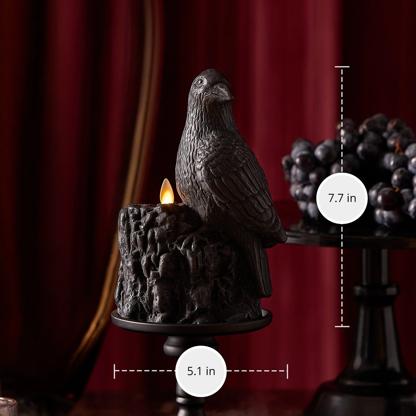 BlackFlameless Candle Perching Crow