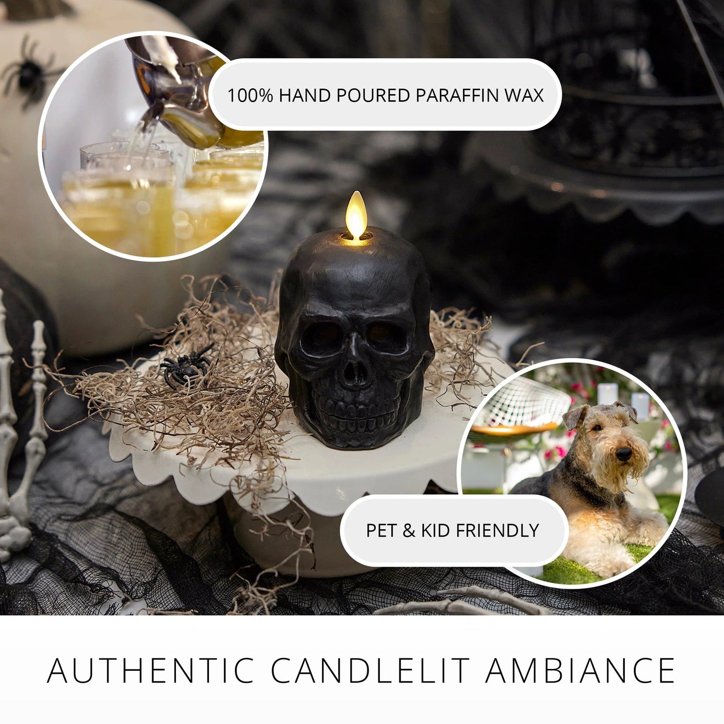 Black Small Flameless Candle Skul