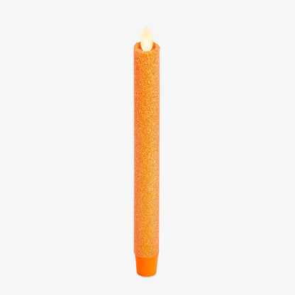 Russet Orange Glitter Flameless Candle  taper