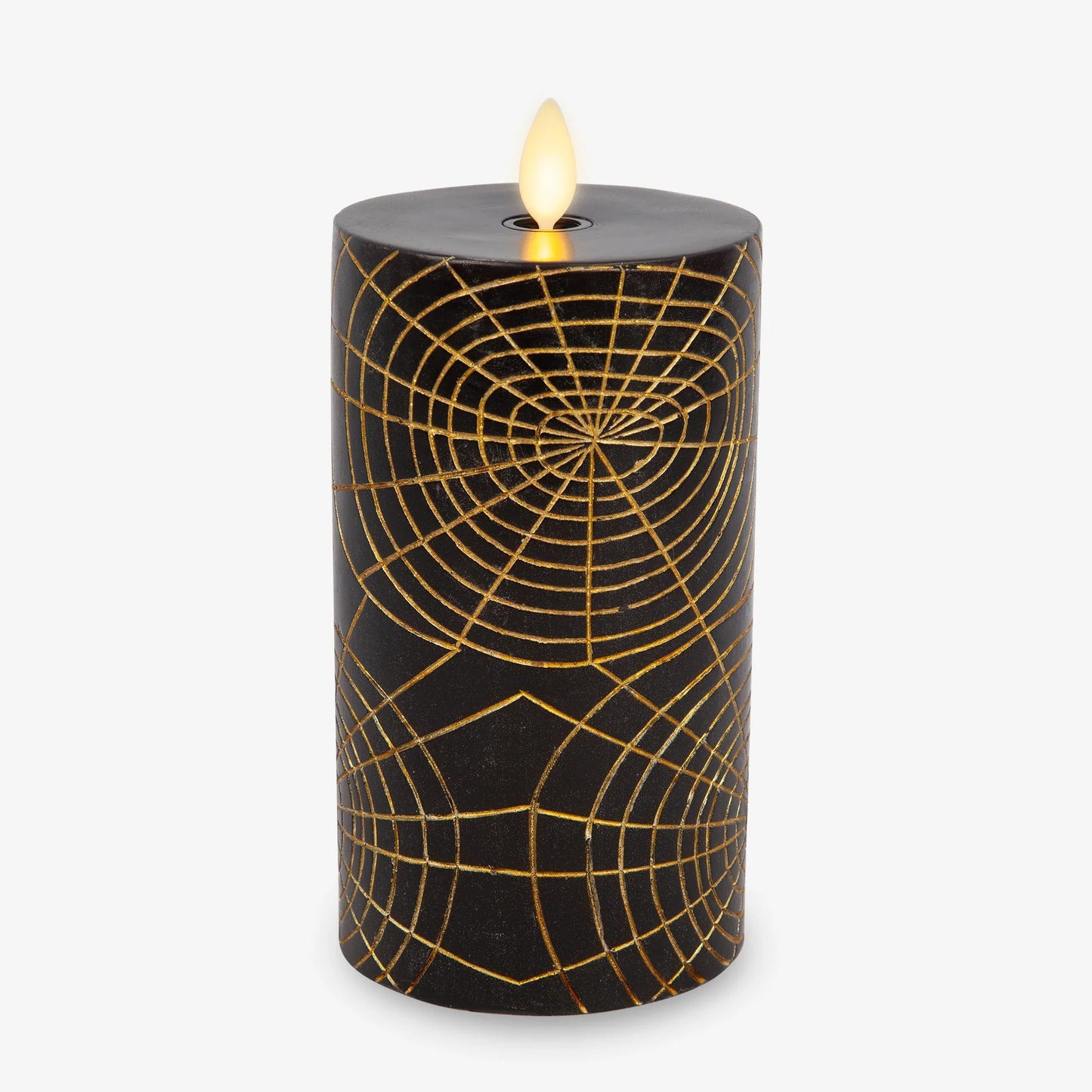 Black and Gold Spider Web Flameless Candle pilar