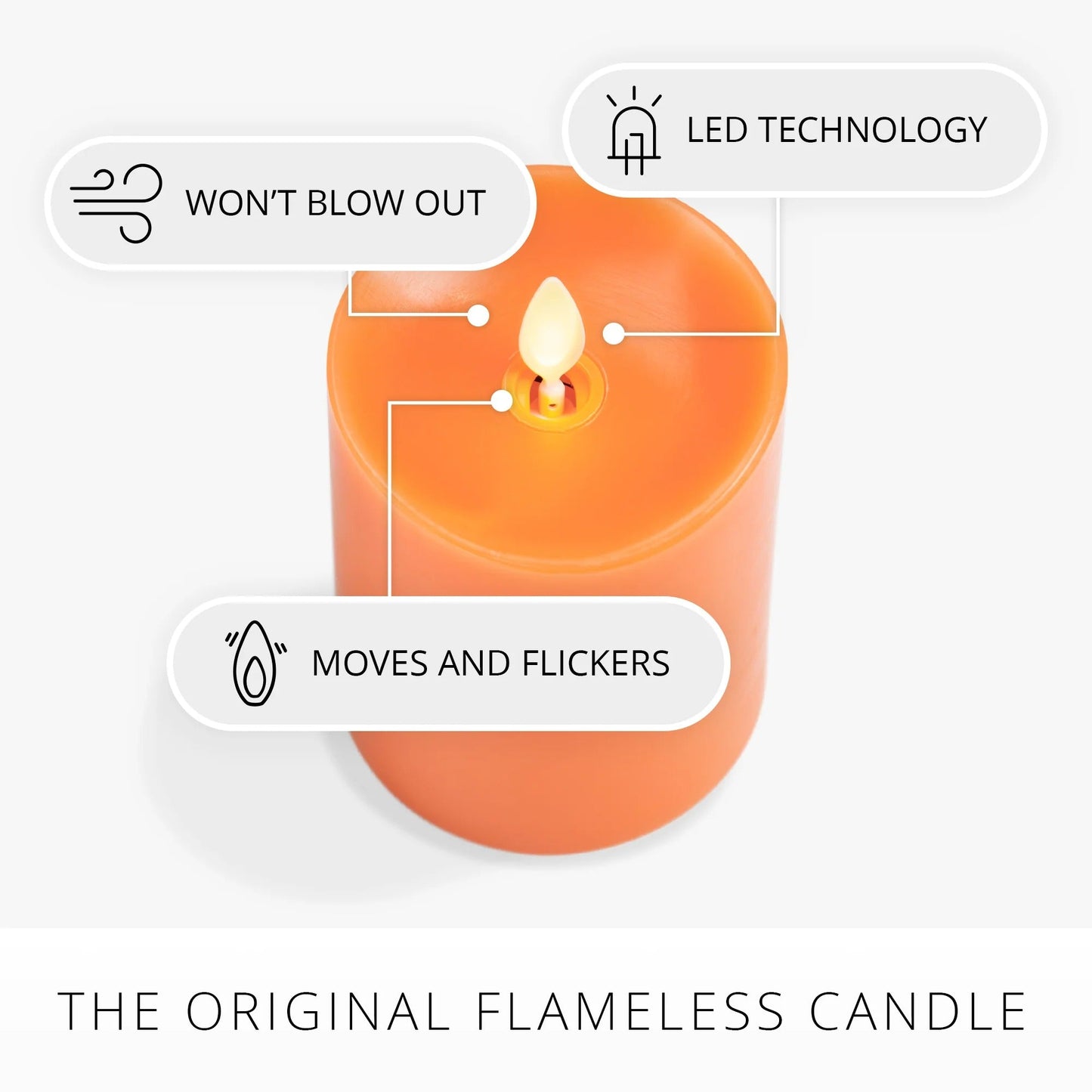 Russet Orange Flameless Candle pillar