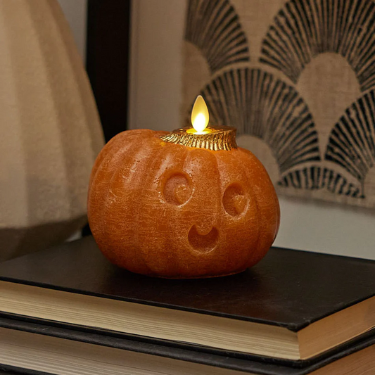 Orange Chaky Flameless Candle Cute Jack-o-lantern Pumpkin