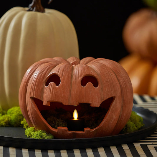 Orange Jack-o-lantern Pumpkin Tealignt Holder