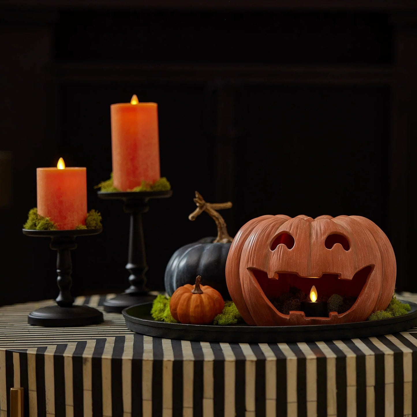 Orange Jack-o-lantern Pumpkin Tealignt Holder