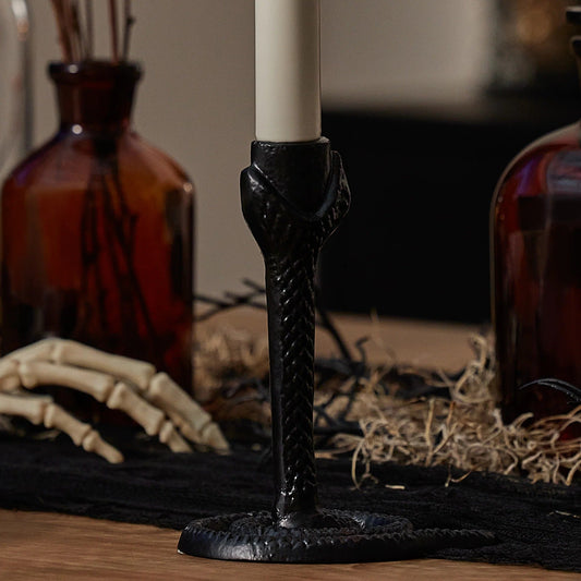 Black Wrought lron Snake Taper Holder