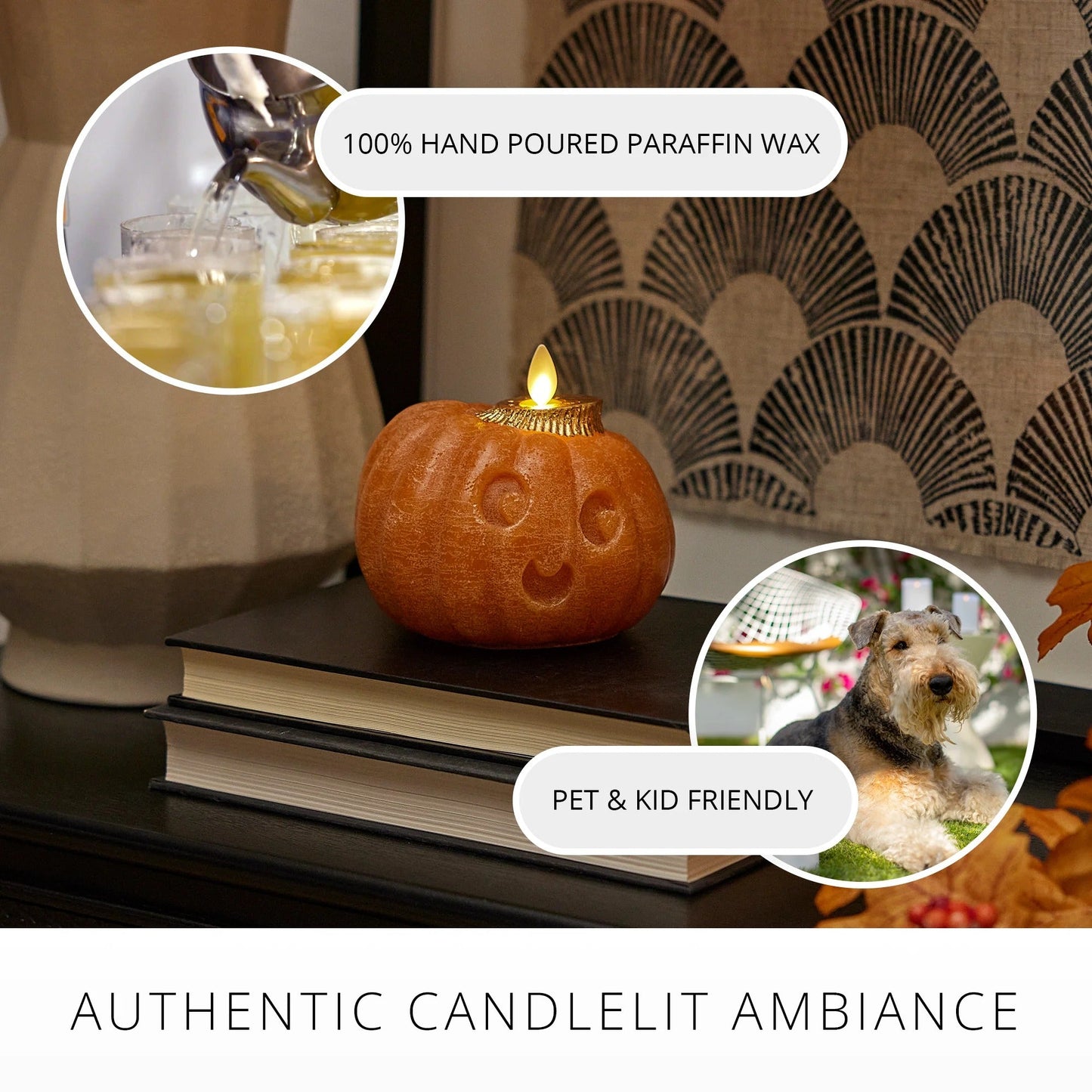 Orange Chaky Flameless Candle Cute Jack-o-lantern Pumpkin