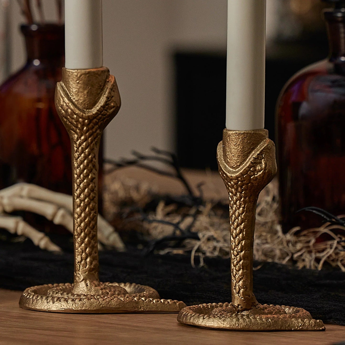 Brass Wrought lron Snake Taper Holder
