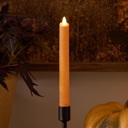 Russet Orange Glitter Flameless Candle  taper