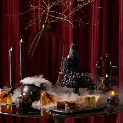 BlackFlameless Candle Perching Crow