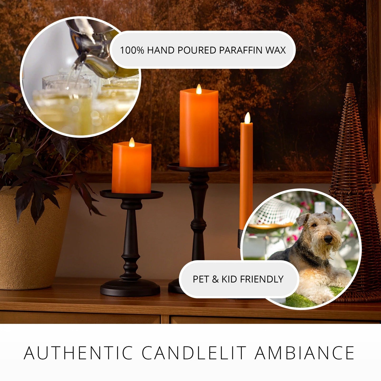 Russet Orange Flameless Candle taper