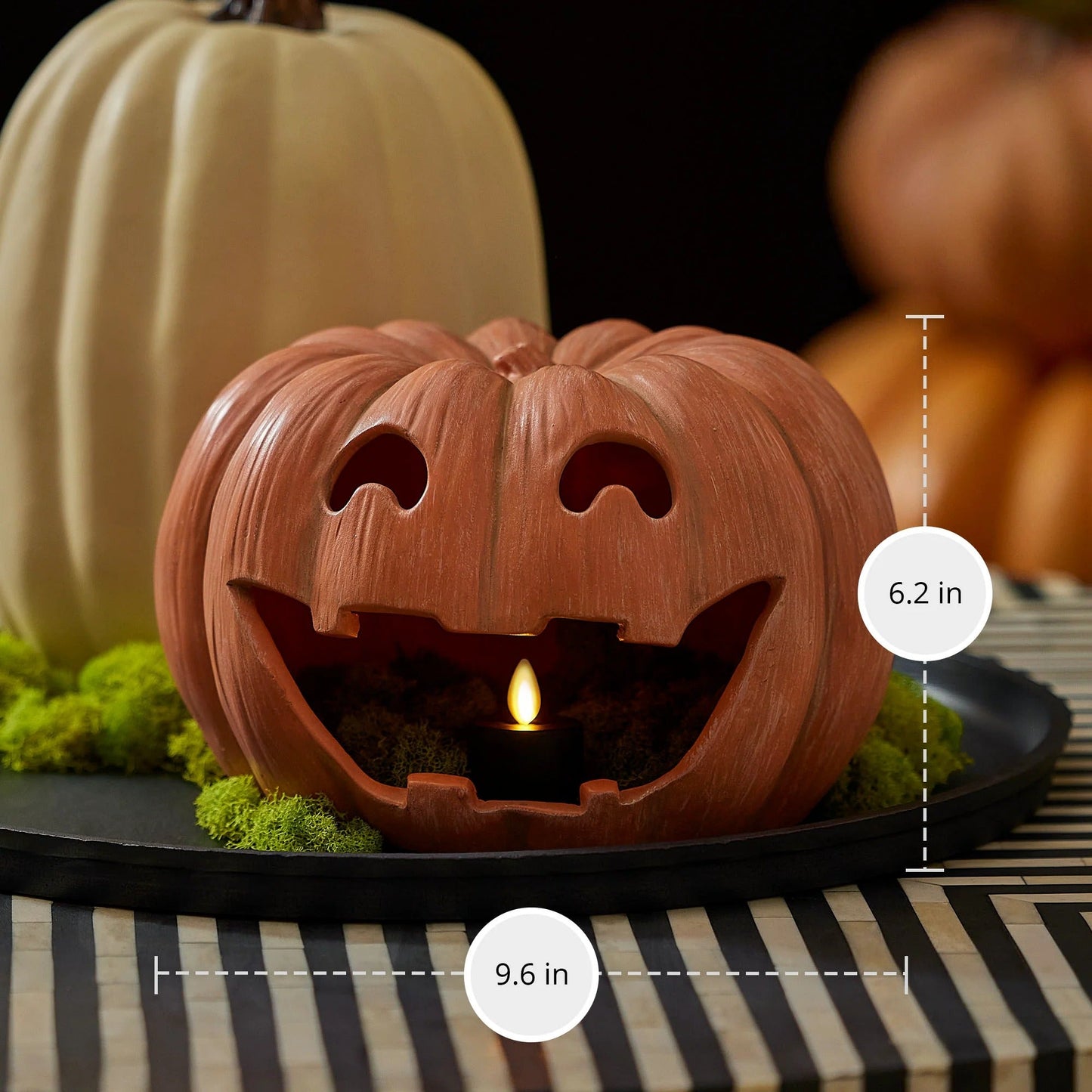 Orange Jack-o-lantern Pumpkin Tealignt Holder