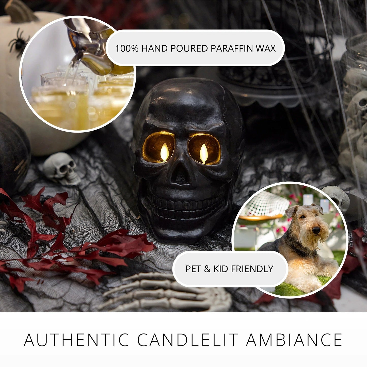 Black Large Flameless Candle Skul