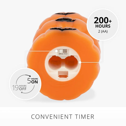 Russet Orange Flameloss Candle  Stacked Jack-o-lanterns