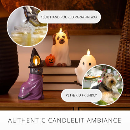 Bright White Flameless Candle Ghost Dog