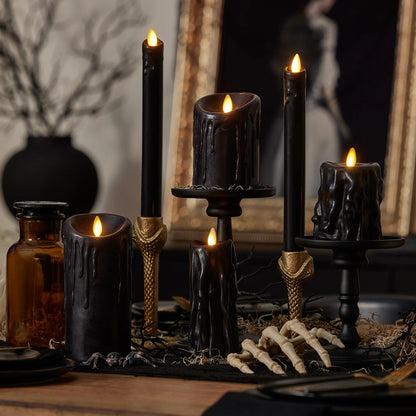 Black wax Drip Flameless Candle Taper
