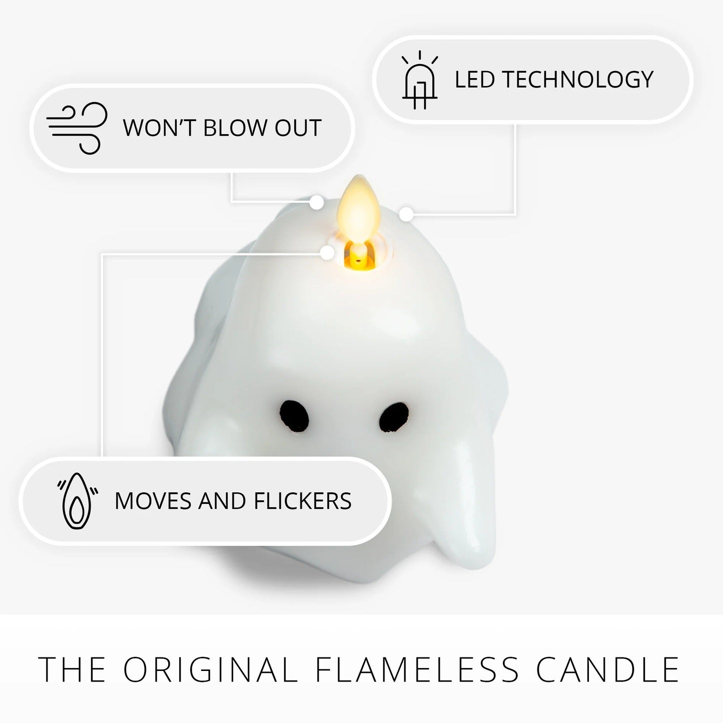 Bright White Flameless Candle Spooky Ghost