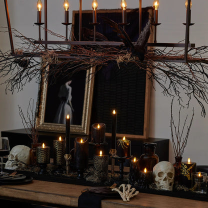 Black and Gold Spider Web Flameless Candle pilar